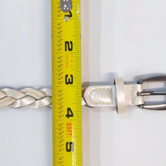 White Braided Belt Size 3 Durable Faux Leather Stylish Addition to Any Outfit - Picture 12 of 12